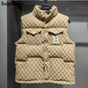 2022 Top Fashion New Arrival Embroidery Letters Leather Stand Collar Cotton Autumn and Winter Warm Thickened Vest