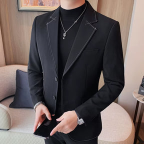 High Quality Solid Color Men'S Blazer Jacket Autumn Winter Casual Business Formal Blazer Social Wedding Banquet Party Coat 2024