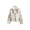 Women Leopard Faux Fur Loose Jacket Warm Long Sleeve Lapel Hidden Button Animal Pattern Overcoat Fall Winter Lady Chic Coat