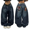 American New Blue Washed Multi-Pocket Baggy Jeans Men Y2K High Street Punk Vintage Popular Couples Casual High Waist Trousers