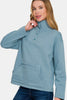 Zenana Turtleneck Half Snap Fleece Sweatshirt