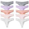 10Pcs/Set Women'S Panties Cotton Striped Underwear Sexy Sports Thongs Lingerie Soft Comfortable G-Strings Hot T-Backs