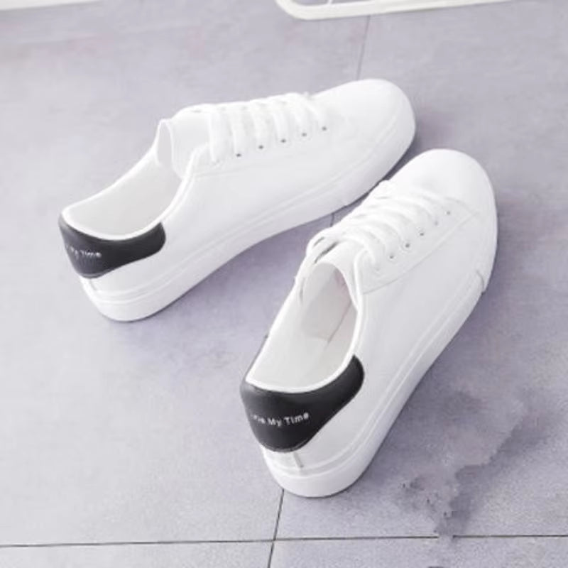 Fashion Women'S Vulcanize Shoes 2024 New in Casual Classic Solid Color PU Leather Shoes Woman Casual White Shoes Sneakers