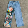 Y2K Baggy Jeans Anime Harajuku Print Pattern Vintage Streetwear Fashion Hip Hop Men Women High Waisted Casual Wide Leg Jeans