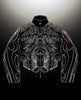 Y2K Jackets for Men Gothic Retro Black Leather Jacket Oversized Line Pattern Harajuku Punk Long Sleeve Zipper Jacket Clothing