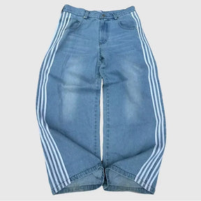 Y2K Baggy Jeans High Quality Embroidered Striped Harajuku Sweatpants Men Women Hip Hop Streetwear Casual Wide Leg Denim Pants