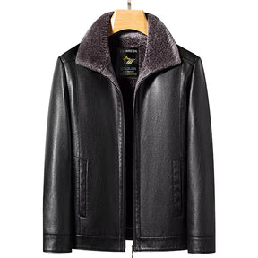 YN-2365 Autumn/Winter Men'S Natural Leather Jacket Thickened Fur Integrated Business Casual Top Black Coffee Middle Aged Youth