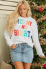 White XOXO Glitter Chenille Cable Knit Pullover Sweatshirt