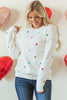 Heart Sequin Round Neck Long Sleeve Sweater