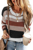 Camel Classic Round Neck Colorblock Knit Sweater