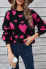 Angel Wings Heart Contrast Round Neck Long Sleeve Sweater