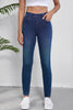 Ashleigh Blue Multiple Pockets Straight Leg Washed Stretchy Knit Casual Jeans