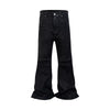 Streetwear Black Glue Coated Boot Cut for Men and Women Straight Baggy Casual Flare Pants Oversized Loose Denim Trousers