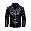 2023 Leather Jacket Men Winter Fleece Motorcycle Faux Leather Jacket Removable Fur Collar Windbreaker Ropa De Hombre Slim Coat