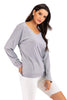 Perfee V-Neck Drop Shoulder Open Back Sweatshirt