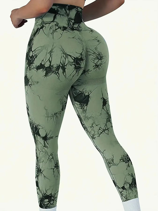 Women'S Tie-Dye Seamless Peach Butt High Waist Butt Pants Stretch Fitness Yoga Pants