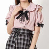 Gothic Lolita Blouses Women Sweet Bow off Shoulder JK Shirt Japanese Girls Elegant Love Heart Lace Ruffles Blusas Mujer Tops