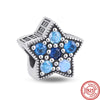 2024 Fit Pandora 925 Original Bracelet DIY Women Jewelry New Sky Blue Series Star Snowflake Sparkling Love 925 Silver Fine Beads