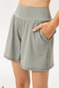 Pocketed Elastic Waist Active Shorts