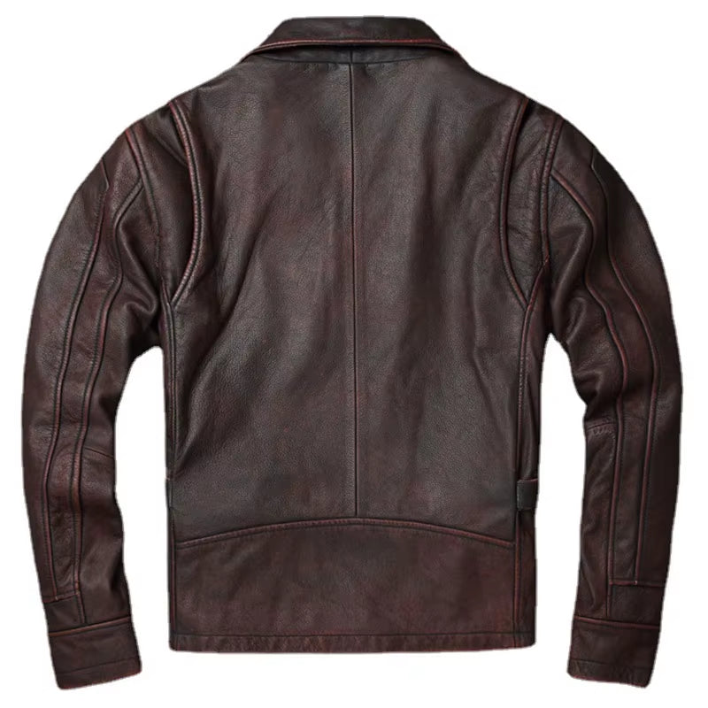 Men Cowhide Coat Vintage Men Leather Jacket Genuine Leather Clothes Men'S Winter Jacket Motorcycle Biker Jackets