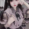 Gothic Lolita Blouses Women Sweet Bow off Shoulder JK Shirt Japanese Girls Elegant Love Heart Lace Ruffles Blusas Mujer Tops