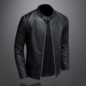 Spring Autumn Leather Jacket Men Stand Collar Slim Pu Leather Jacket Fashion Motorcycle Causal Coat Mens Moto Biker Leather Coat