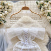 Lady Sexy Butterfly Suits 3-Piece Hotsweet One Shoulder Crown Lace Cosplay Uniform Bridal Dress Fun Underwear See-Through New