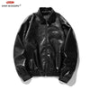 Metal Printed Black PU Leather Jacket for Men and Women, Trendy Brand, American High Street, Spring Couple Trend, New, 2024