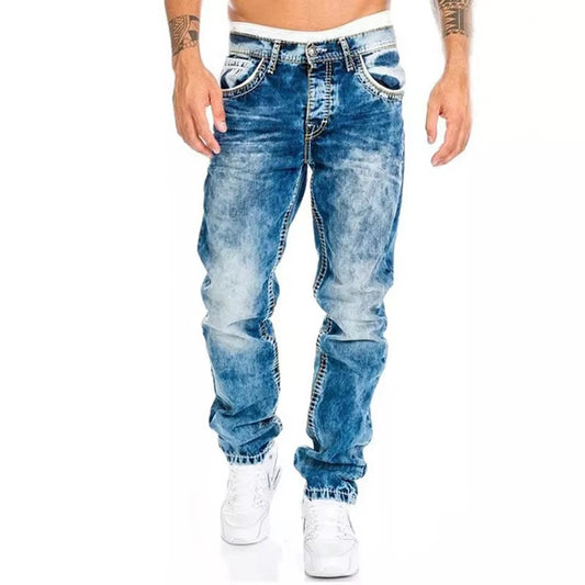 Mens Jeans Brands Straight Stretch Slim Jean Homme Pantalones Hombre Casual Pants Denim Trousers Baggy Jeans Black Blue