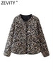 2024 Women Vintage Leopard Print Quilted Cotton Jacket Female Chic Long Sleeve Buttons Casual Slim Coat Tops CT6287