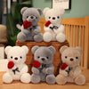 Cute Rose Bear Plush Toy, Valentine'S Day Gift Hug Bear Plush Toy Female Birthday Gift