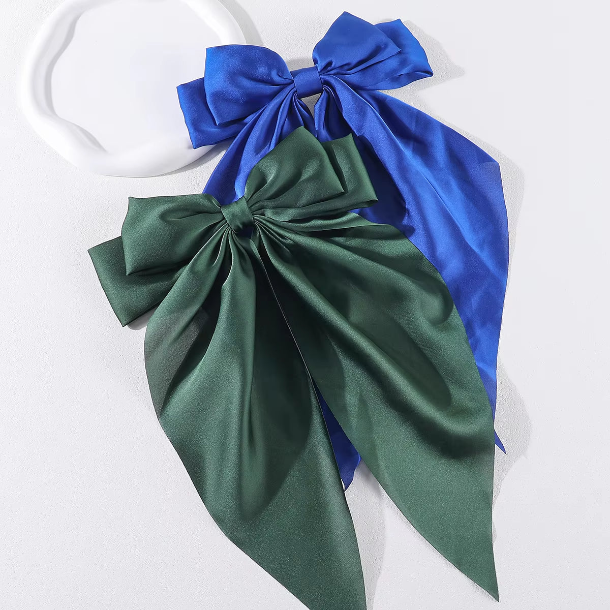 1/2Pcs Elegant Bow Ribbon Hair Clip Women Fashion Solid Bowknot Satin Hairpin Barrettes Girls Ponytail Clip Hair Accessories