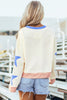 Light Pink Star Patchwork Exposed Seam Oversized Sweatshirt