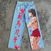 Y2K Baggy Jeans Anime Harajuku Print Pattern Vintage Streetwear Fashion Hip Hop Men Women High Waisted Casual Wide Leg Jeans