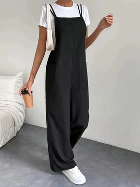 Fashionable Temperament, Casual Camisole Jumpsuit, Women'S Pocket Decoration, Wide Leg Straight Leg Jumpsuit, Jumpsuit Set