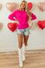 Heart Round Neck Long Sleeve Sweater