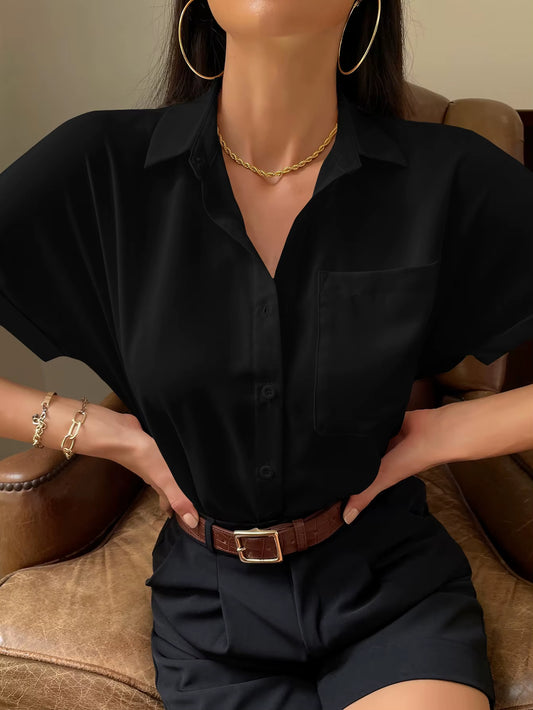 New Chiffon Short-Sleeved Shirt Blouse, Temperament Commuting Office Ladies Shirt, Summer Simple Casual Fashion Versatile Shirt