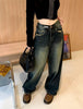 Women'S Harajuku Style Loose Wide Leg Jeans Autumn Winter Street Fashion Retro Straight Loose Denim Trousers ﻿