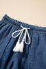 Ashleigh Blue Raw Hem Drawstring High Waist Denim Shorts with Pockets