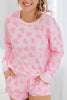 Heart Print Long Sleeve Top and Shorts Lounge Set