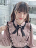 Japanese Kawaii Lace Ruffle Shirt Women Y2K Pink Bow Blouse Harajuku Cute Ladies Tops 2024 New Fashion Lolita Blusas Femme