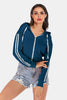 Perfee Side Stripe Drawstring Cropped Hooded Jacket