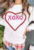 White XOXO Glitter Chenille Cable Knit Pullover Sweatshirt