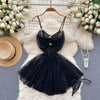 Sensual Transparent Gauze Camisole Short Night Dress Ladies Folds Flower Ball Gown Sleepwear Nightwear Women Sweet Sexy Pajamas