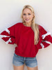 Contrast Bow Round Neck Long Sleeve Sweatshirt