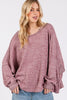 SAGE + FIG Round Neck Batwing Sleeve Oversize Top