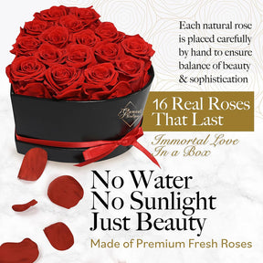 16 Flower Forever Heart Shape Box - Preserved Roses, Immortal Roses Gift for Her Rose Eternal Preserved Flowers for Mothers Day Women Valentines Day Gifts for Wife - Red