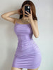 Sexy Backless Mini Dress Sleeveless Pleated Dress Fashion Summer Woman Club Tight Bodycon Dresses Sling