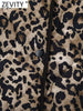 2024 Women Vintage Leopard Print Quilted Cotton Jacket Female Chic Long Sleeve Buttons Casual Slim Coat Tops CT6287