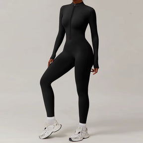 Warm Longsleeve Jumpsuts Women Thickened Sport Overalls Gym Set Zipper Fitness Bodysuits Winter Jumpsuit Workout Tracksuit